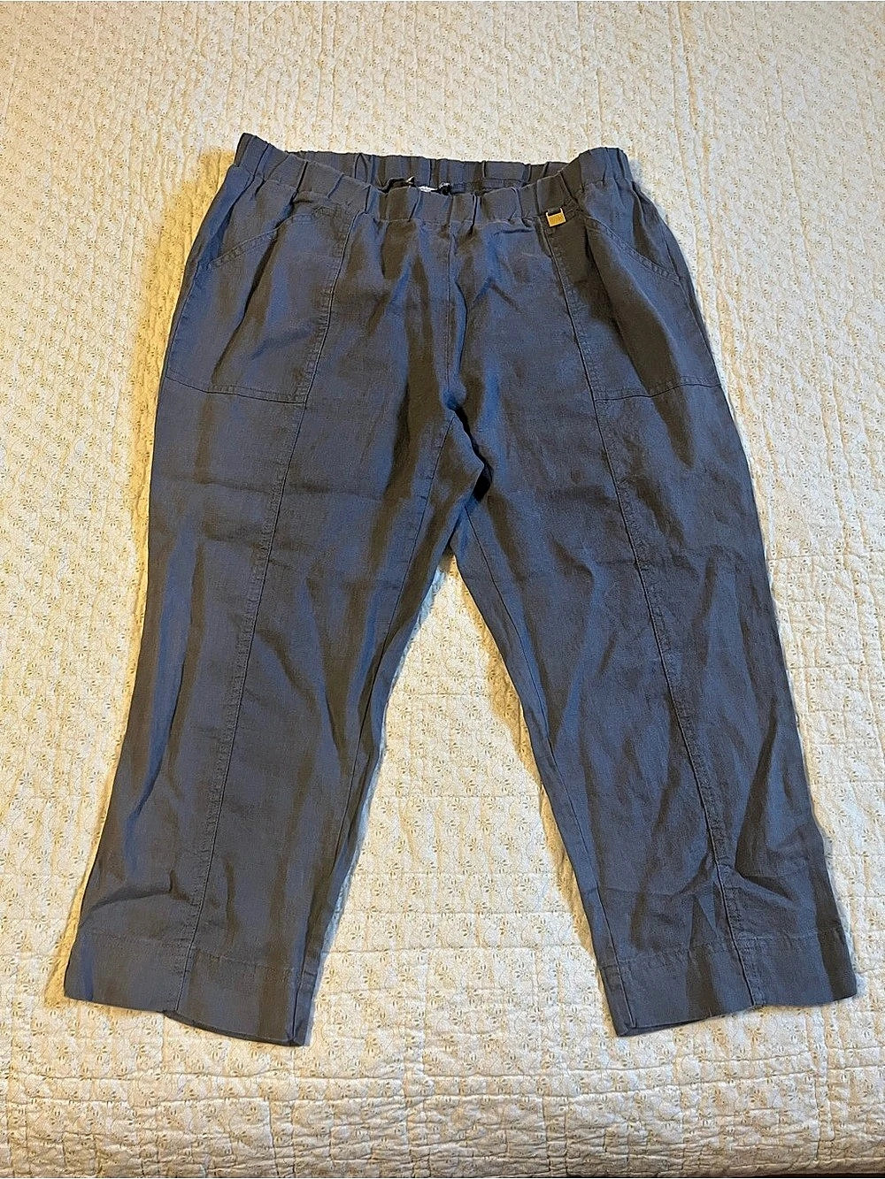 Ellen Tracy Linen Crop Pants Straight Leg Size Large